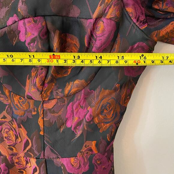 B. Right Women's size Small Navy Blue Pink Metallic Puff Sleeve Mini Party Dress - Picture 9 of 11